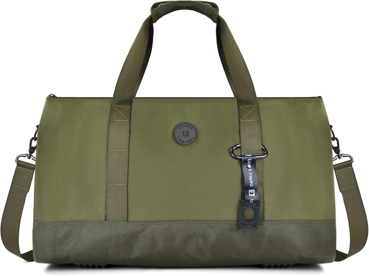 imageConvertible Garment Bag 2in1 Carry On Garment Duffle Weekender 45L with Extended Shoe Compartment Waterproof Nylon Hanging Hook for Travel Business Men Army GreenGreen