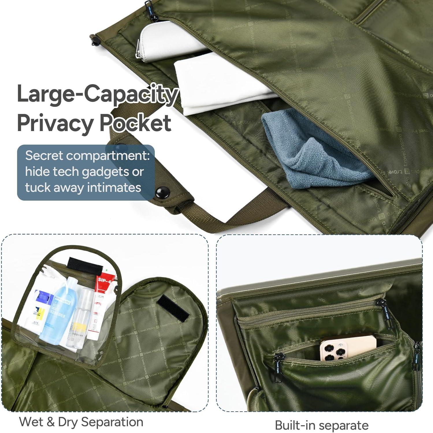 imageConvertible Garment Bag 2in1 Carry On Garment Duffle Weekender 45L with Extended Shoe Compartment Waterproof Nylon Hanging Hook for Travel Business Men Army GreenGreen