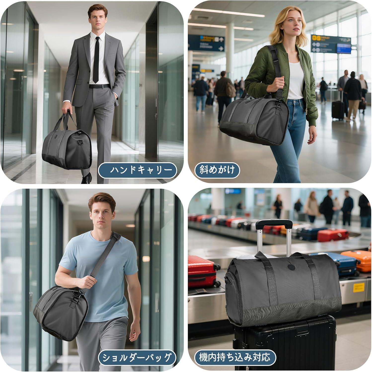 imageConvertible Garment Bag 2in1 Carry On Garment Duffle Weekender 45L with Extended Shoe Compartment Waterproof Nylon Hanging Hook for Travel Business Men Army GreenGrey