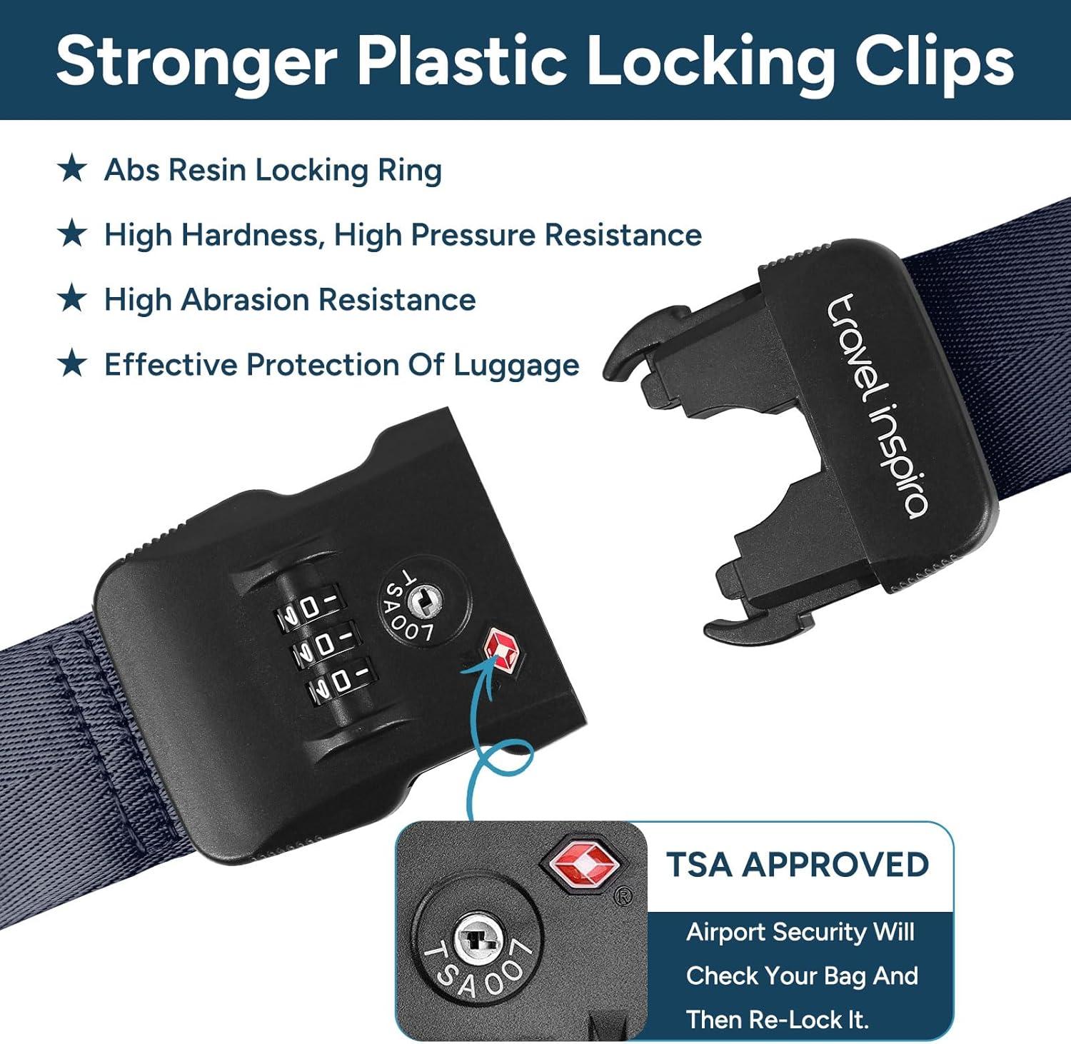 imageTravel Inspira Luggage Straps for Suitcases Travel Belt for Luggage TSA Approved Luggage Straps Suitcase Straps 3Dial Combination Locks Adjustable Suitcase Belt QuickRelease Buckle Orangenavy blue