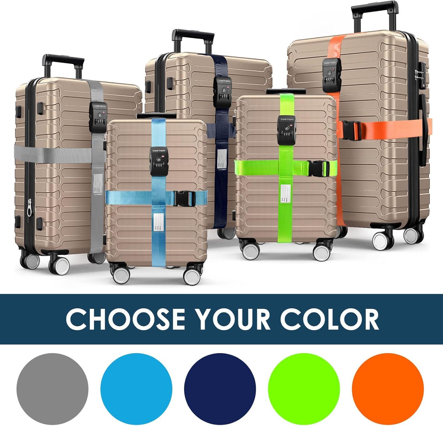imageTravel Inspira Luggage Straps for Suitcases Travel Belt for Luggage TSA Approved Luggage Straps Suitcase Straps 3Dial Combination Locks Adjustable Suitcase Belt QuickRelease Buckle Orangeorange