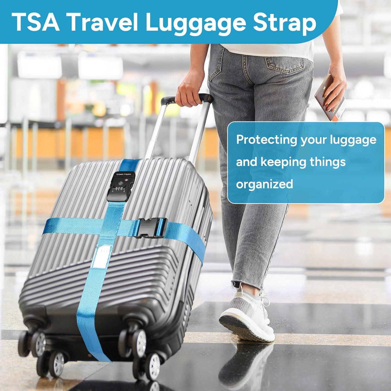 imageTravel Inspira Luggage Straps for Suitcases Travel Belt for Luggage TSA Approved Luggage Straps Suitcase Straps 3Dial Combination Locks Adjustable Suitcase Belt QuickRelease Buckle Orangeblue
