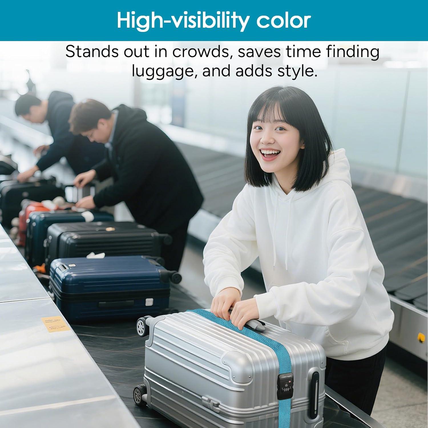 imageTravel Inspira Luggage Straps for Suitcases with TSA Lock Protect Your Luggage AntiBurst High Visibility Color Easy to Identify Luggage Adjustable Heavy Duty Belt for 2032 Inch SuitcasesBlue