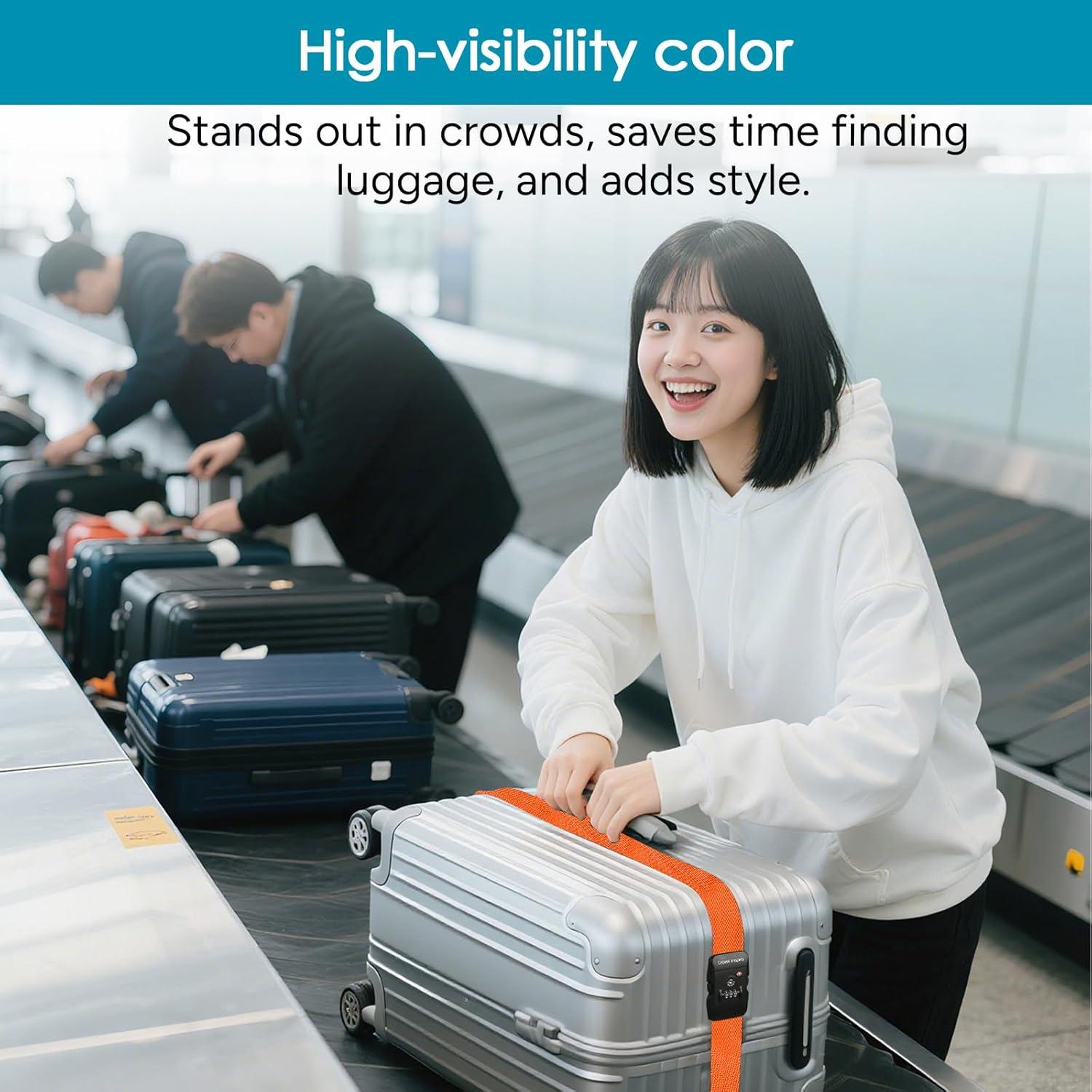 imageTravel Inspira Luggage Straps for Suitcases with TSA Lock Protect Your Luggage AntiBurst High Visibility Color Easy to Identify Luggage Adjustable Heavy Duty Belt for 2032 Inch SuitcasesOrange