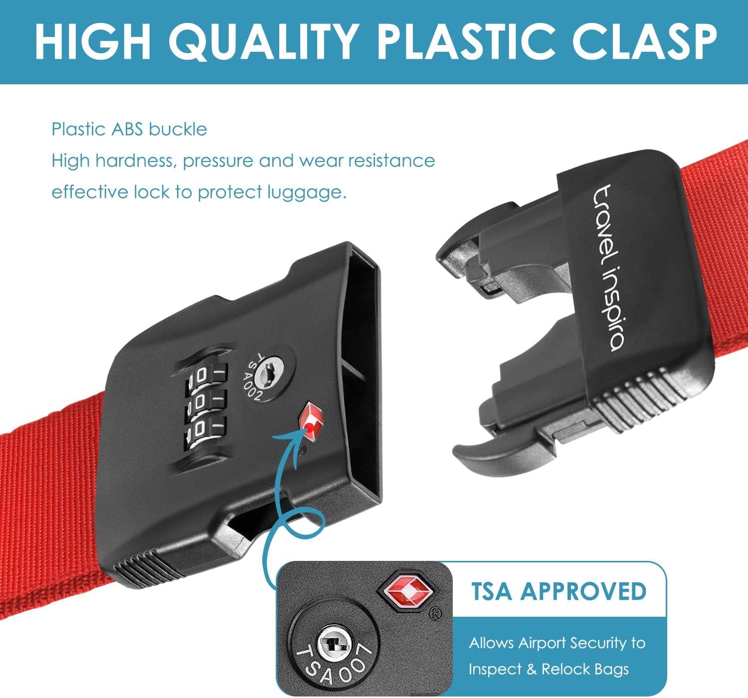 imageTravel Inspira Luggage Straps for Suitcases with TSA Lock Protect Your Luggage AntiBurst High Visibility Color Easy to Identify Luggage Adjustable Heavy Duty Belt for 2032 Inch SuitcasesRed