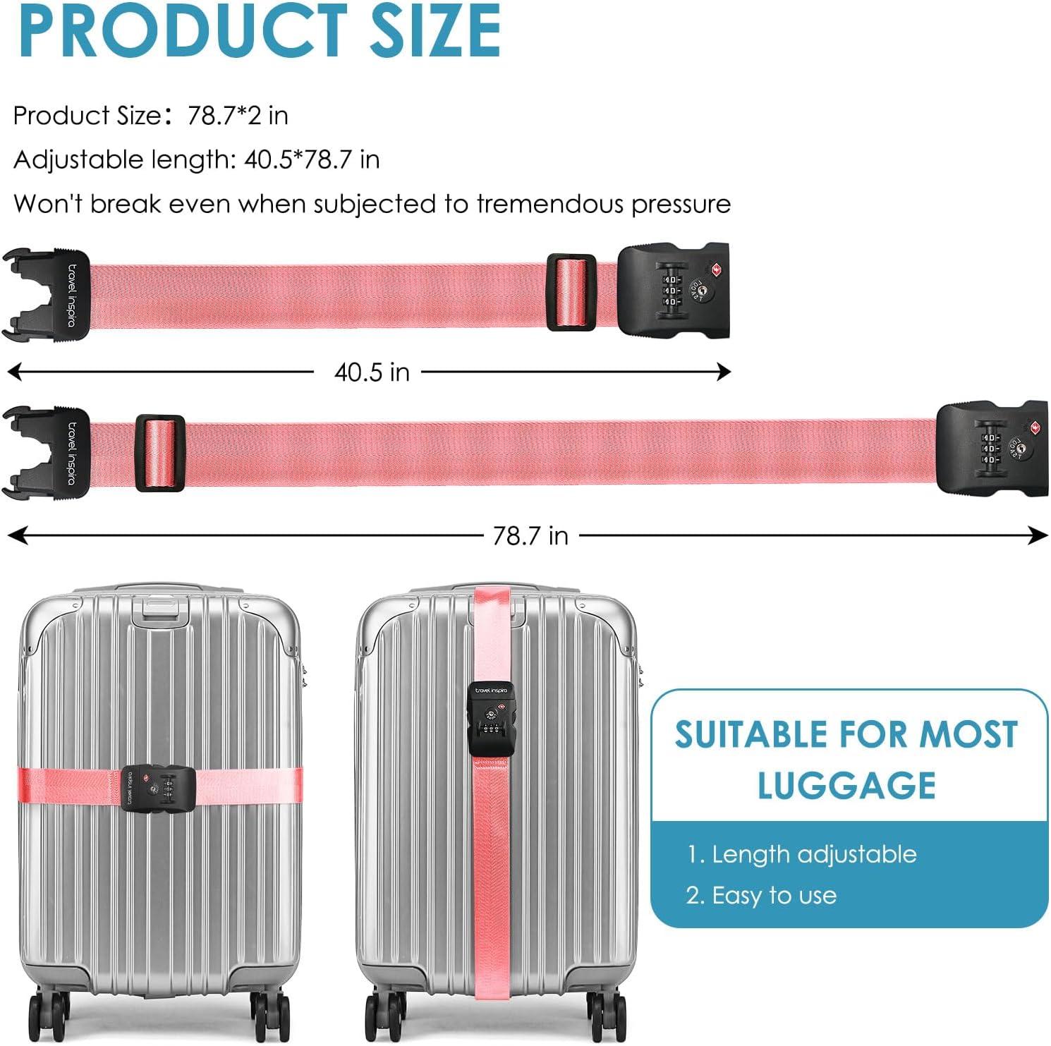 imageTravel Inspira Luggage Straps for Suitcases with TSA Lock Protect Your Luggage AntiBurst High Visibility Color Easy to Identify Luggage Adjustable Heavy Duty Belt for 2032 Inch SuitcasesPink