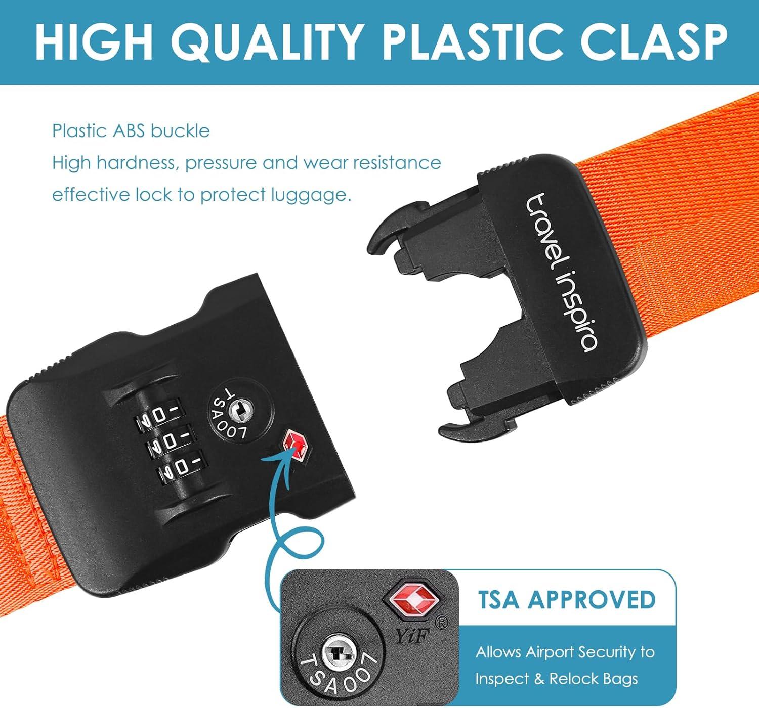imageTravel Inspira Luggage Straps for Suitcases with TSA Lock Protect Your Luggage AntiBurst High Visibility Color Easy to Identify Luggage Adjustable Heavy Duty Belt for 2032 Inch SuitcasesOrange