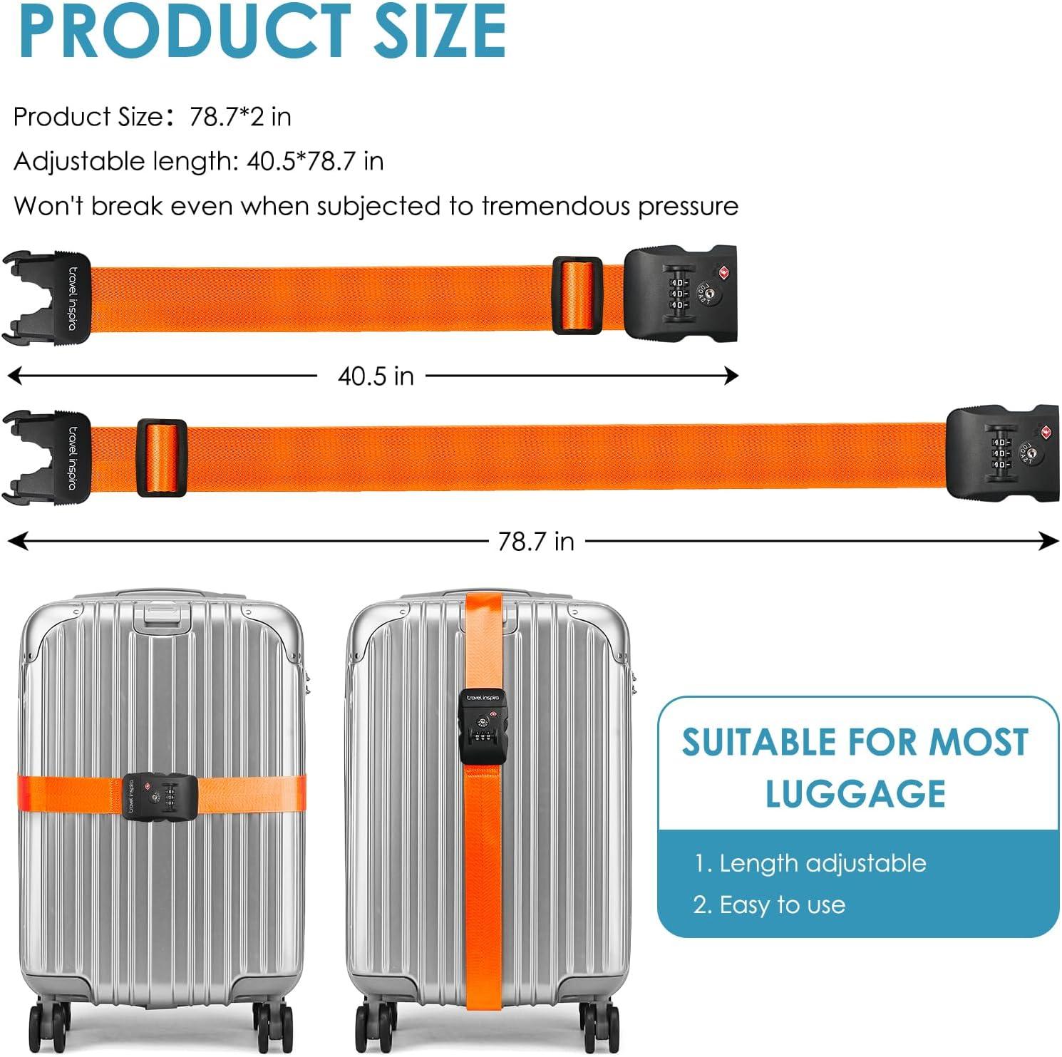 imageTravel Inspira Luggage Straps for Suitcases with TSA Lock Protect Your Luggage AntiBurst High Visibility Color Easy to Identify Luggage Adjustable Heavy Duty Belt for 2032 Inch SuitcasesOrange
