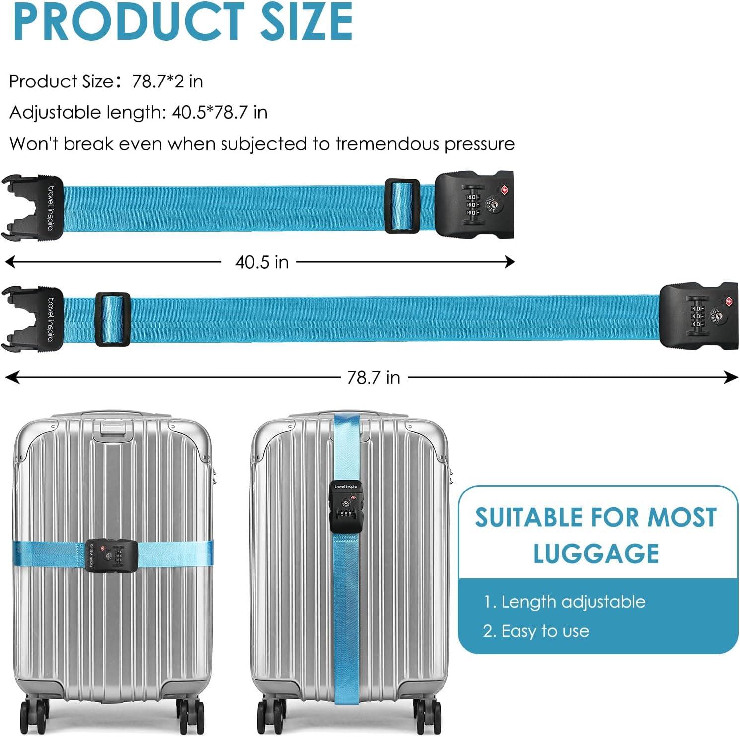 imageTravel Inspira Luggage Straps for Suitcases with TSA Lock Protect Your Luggage AntiBurst High Visibility Color Easy to Identify Luggage Adjustable Heavy Duty Belt for 2032 Inch SuitcasesBlue