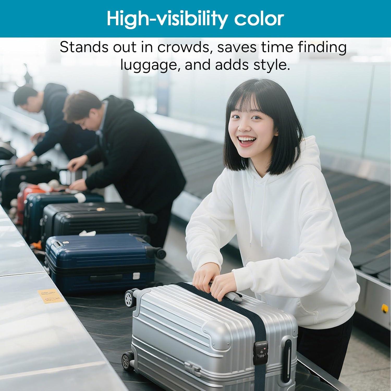 imageTravel Inspira Luggage Straps for Suitcases with TSA Lock Protect Your Luggage AntiBurst High Visibility Color Easy to Identify Luggage Adjustable Heavy Duty Belt for 2032 Inch SuitcasesNavy Blue