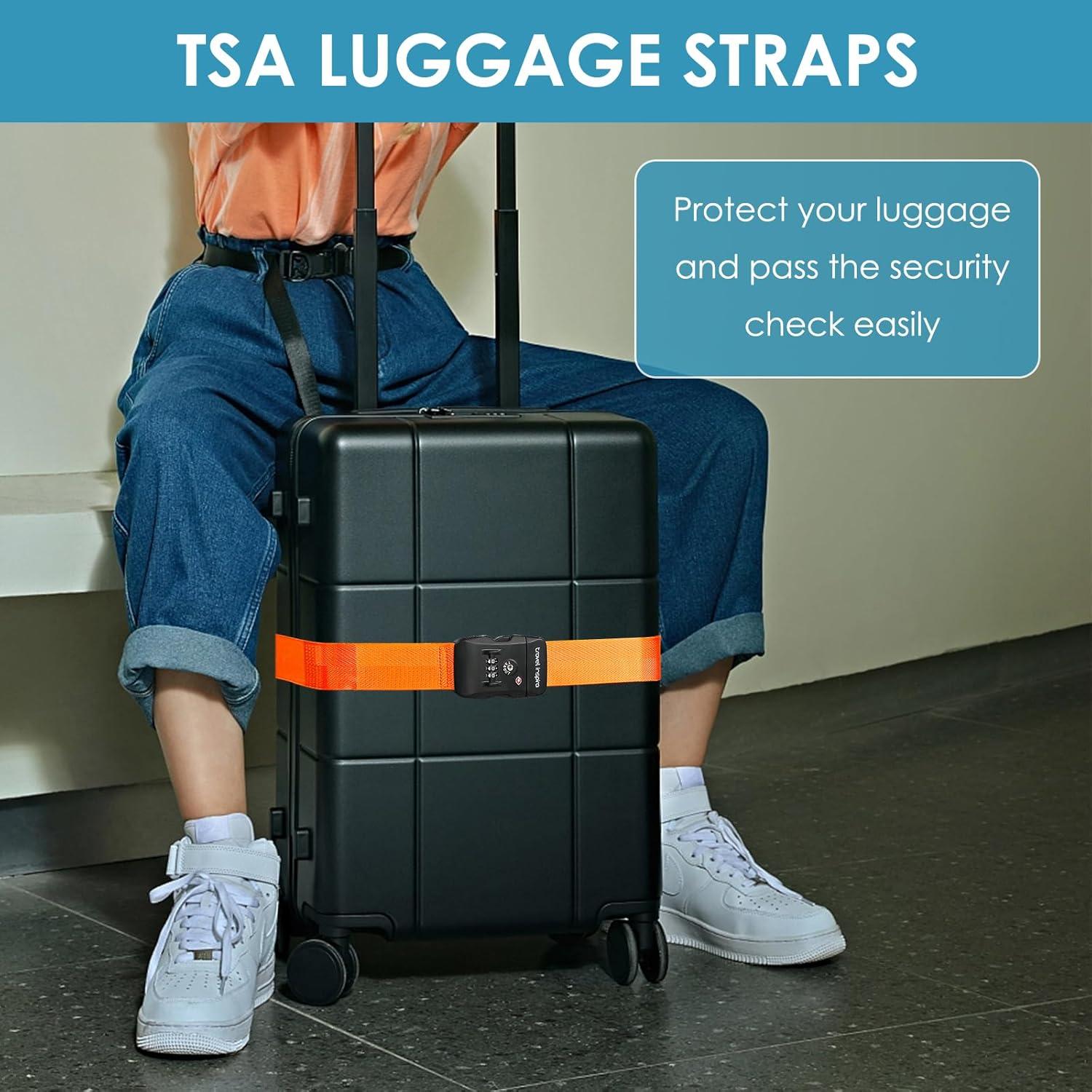imageTravel Inspira Luggage Straps for Suitcases with TSA Lock Protect Your Luggage AntiBurst High Visibility Color Easy to Identify Luggage Adjustable Heavy Duty Belt for 2032 Inch SuitcasesOrange