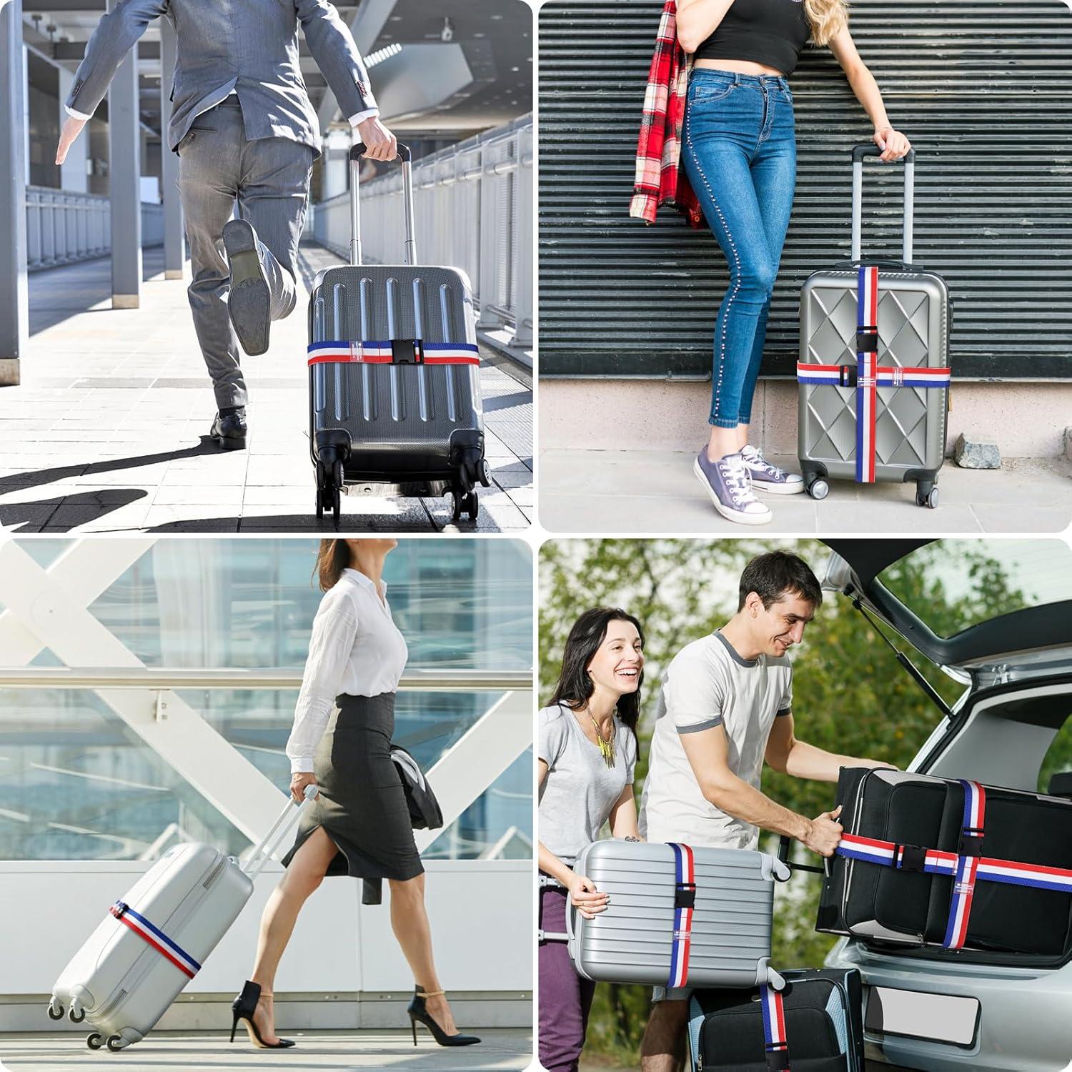 imageTravel Inspira Luggage Straps for Suitcases with TSA Lock Protect Your Luggage AntiBurst High Visibility Color Easy to Identify Luggage Adjustable Heavy Duty Belt for 2032 Inch SuitcasesRed White Blue