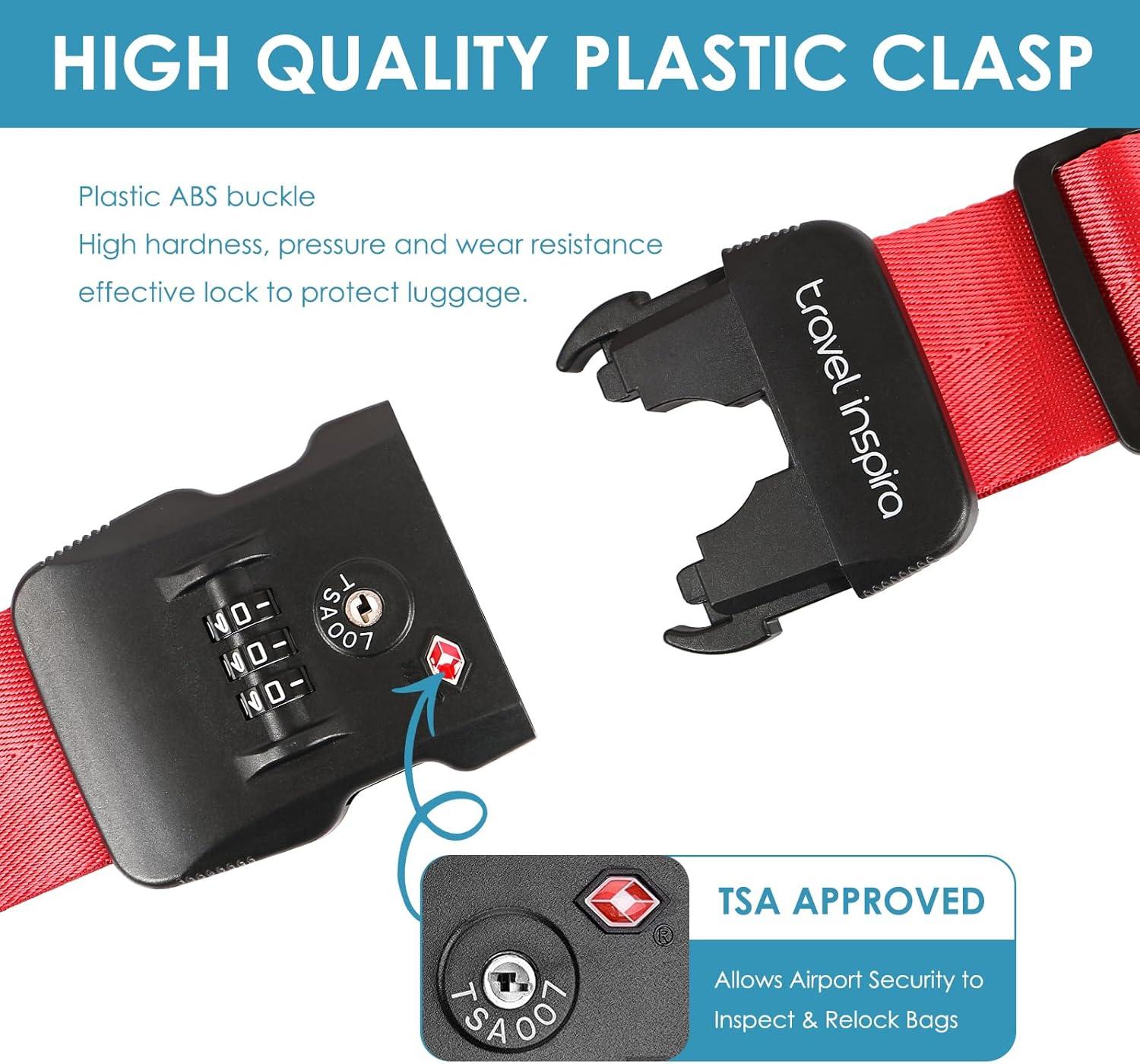 imageTravel Inspira Luggage Straps for Suitcases with TSA Lock Protect Your Luggage AntiBurst High Visibility Color Easy to Identify Luggage Adjustable Heavy Duty Belt for 2032 Inch SuitcasesCross Red