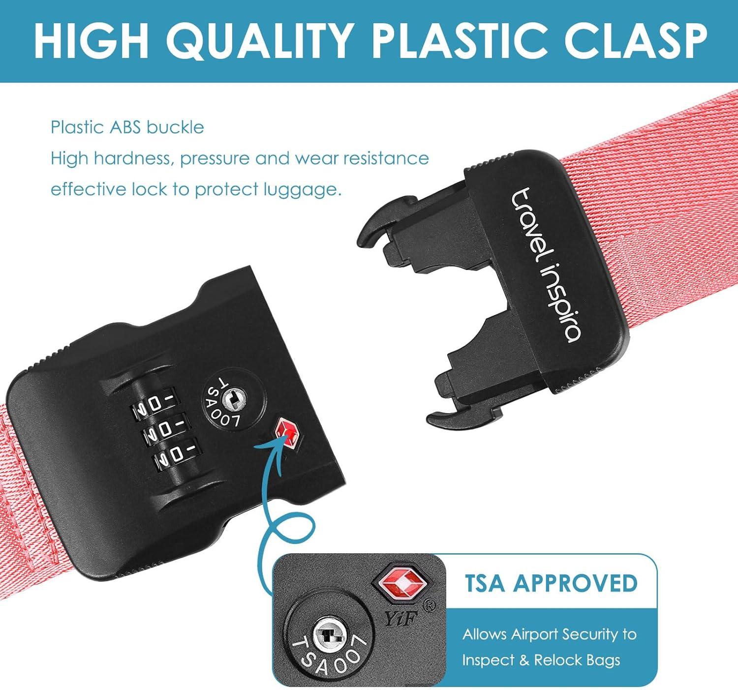 imageTravel Inspira Luggage Straps for Suitcases with TSA Lock Protect Your Luggage AntiBurst High Visibility Color Easy to Identify Luggage Adjustable Heavy Duty Belt for 2032 Inch SuitcasesPink