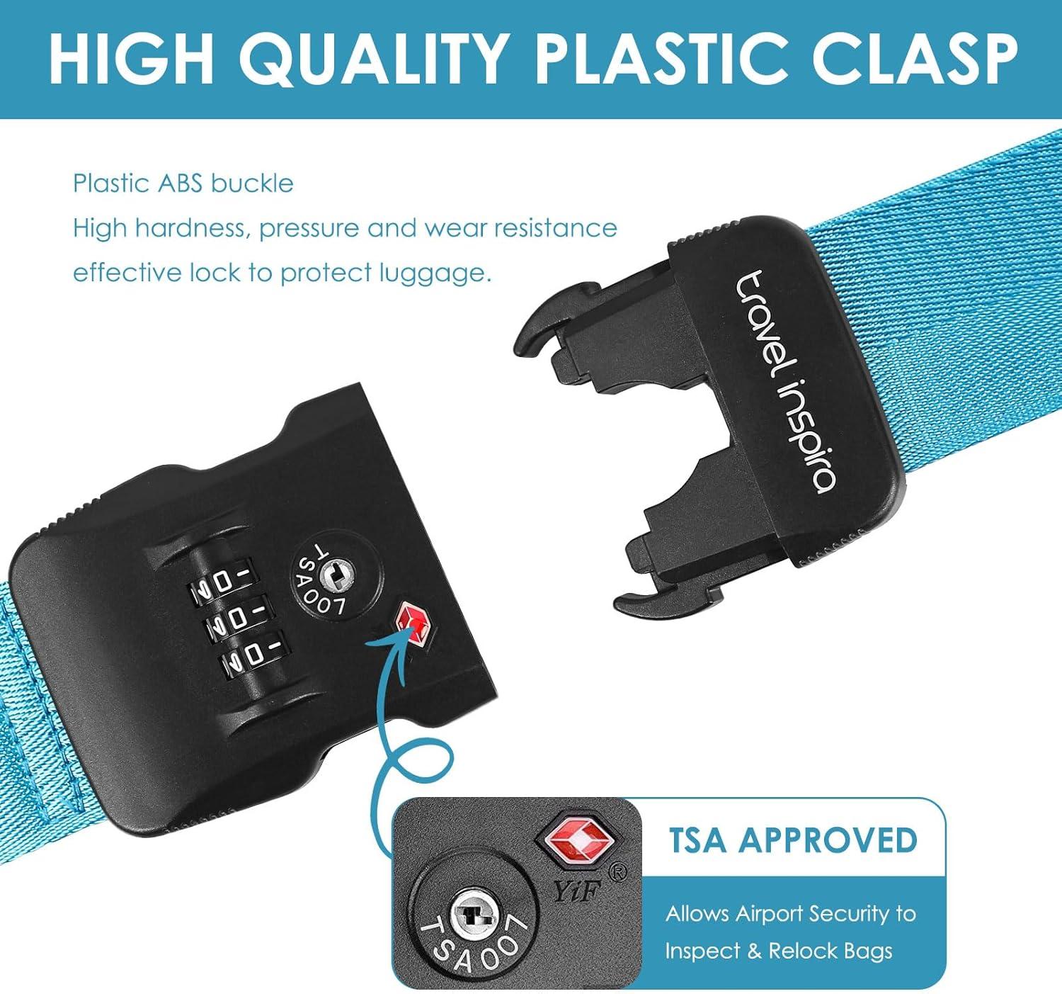 imageTravel Inspira Luggage Straps for Suitcases with TSA Lock Protect Your Luggage AntiBurst High Visibility Color Easy to Identify Luggage Adjustable Heavy Duty Belt for 2032 Inch SuitcasesBlue