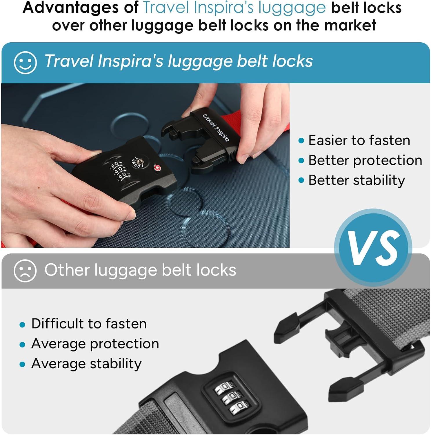imageTravel Inspira Luggage Straps for Suitcases with TSA Lock Protect Your Luggage AntiBurst High Visibility Color Easy to Identify Luggage Adjustable Heavy Duty Belt for 2032 Inch SuitcasesRed