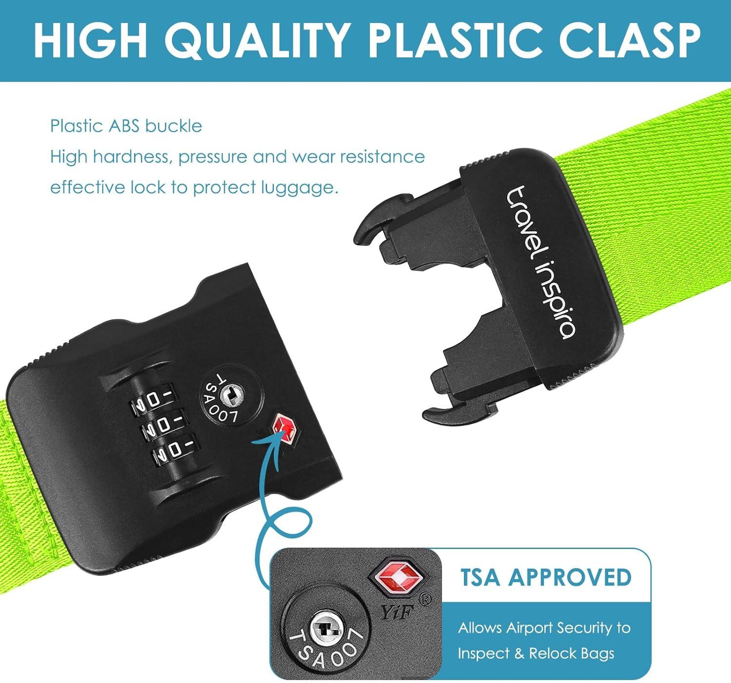 imageTravel Inspira Luggage Straps for Suitcases with TSA Lock Protect Your Luggage AntiBurst High Visibility Color Easy to Identify Luggage Adjustable Heavy Duty Belt for 2032 Inch SuitcasesFluorescent Green