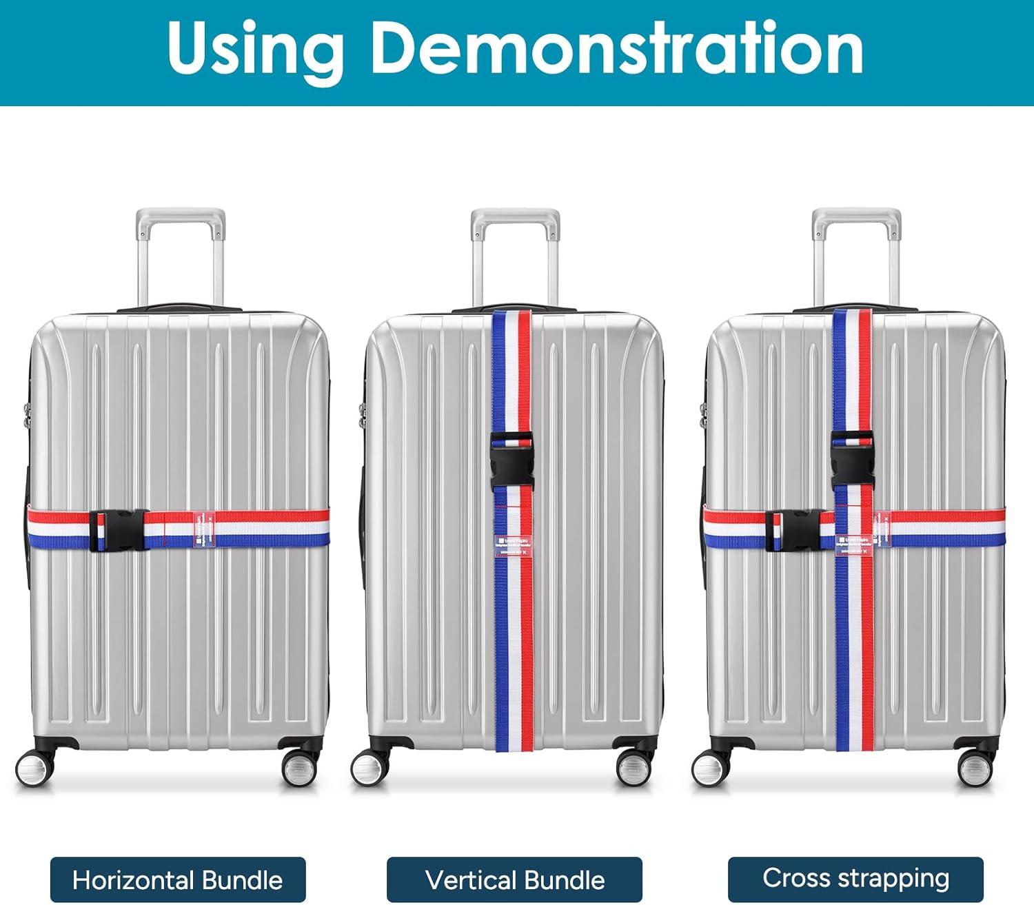 imageTravel Inspira Luggage Straps for Suitcases with TSA Lock Protect Your Luggage AntiBurst High Visibility Color Easy to Identify Luggage Adjustable Heavy Duty Belt for 2032 Inch SuitcasesRed White Blue