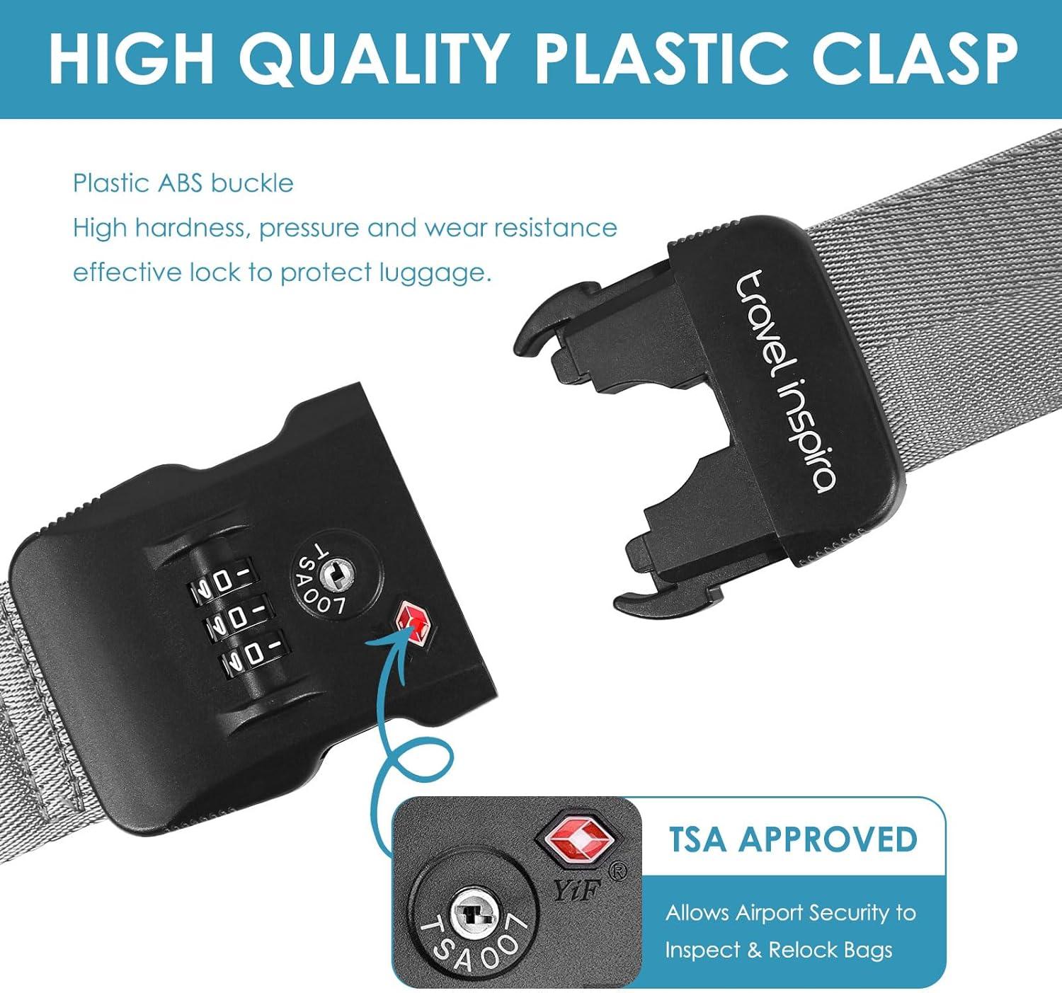 imageTravel Inspira Luggage Straps for Suitcases with TSA Lock Protect Your Luggage AntiBurst High Visibility Color Easy to Identify Luggage Adjustable Heavy Duty Belt for 2032 Inch SuitcasesGrey