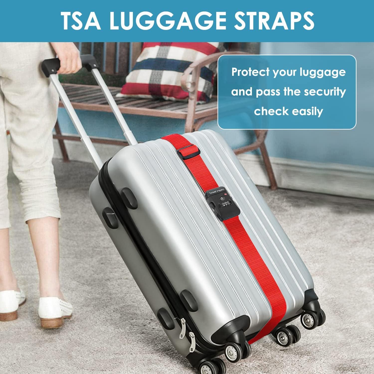 imageTravel Inspira Luggage Straps for Suitcases with TSA Lock Protect Your Luggage AntiBurst High Visibility Color Easy to Identify Luggage Adjustable Heavy Duty Belt for 2032 Inch SuitcasesRed