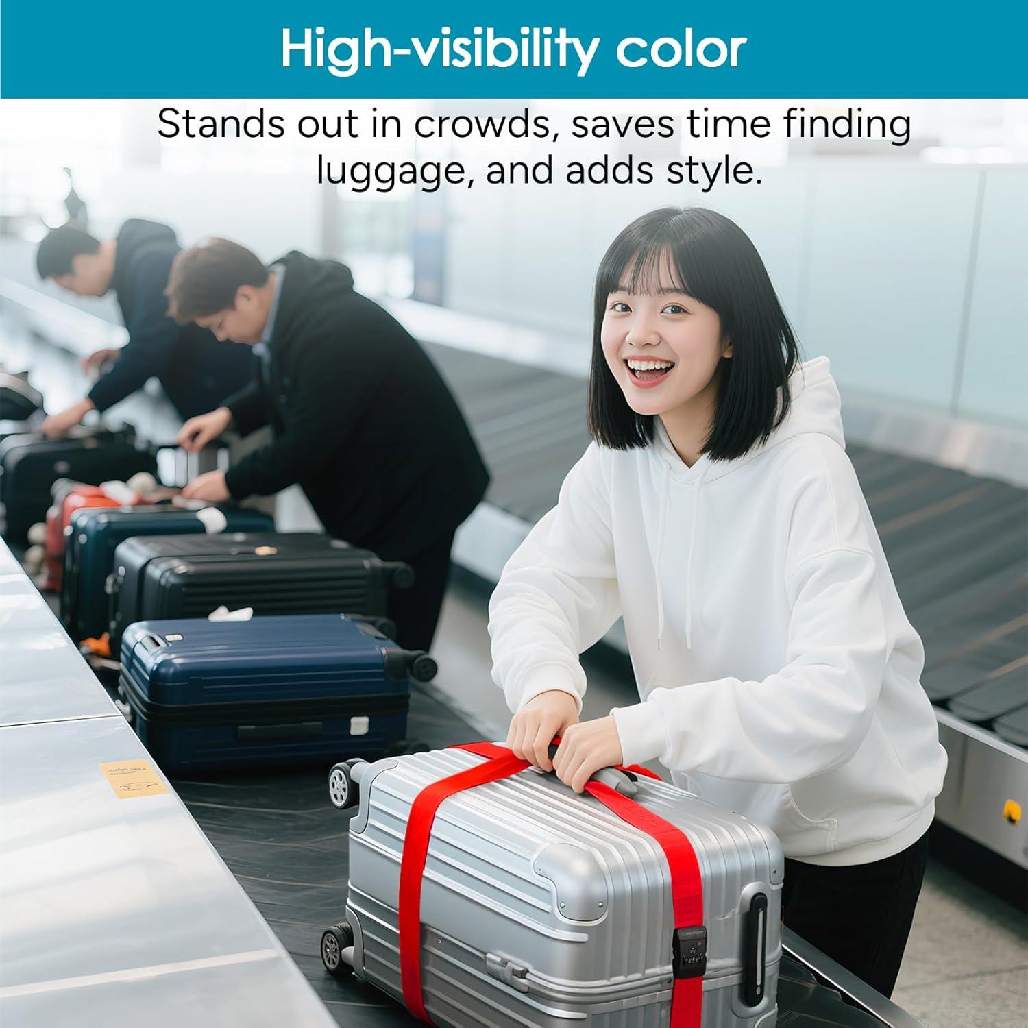 imageTravel Inspira Luggage Straps for Suitcases with TSA Lock Protect Your Luggage AntiBurst High Visibility Color Easy to Identify Luggage Adjustable Heavy Duty Belt for 2032 Inch SuitcasesCross Red