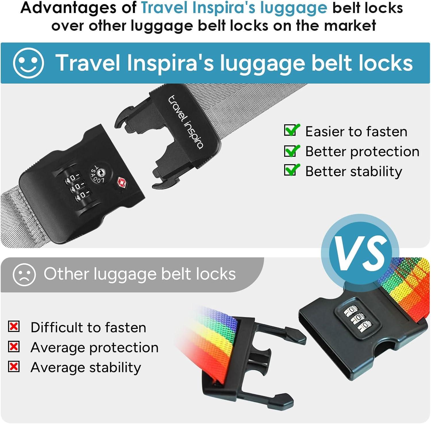 imageTravel Inspira Luggage Straps for Suitcases with TSA Lock Protect Your Luggage AntiBurst High Visibility Color Easy to Identify Luggage Adjustable Heavy Duty Belt for 2032 Inch SuitcasesGrey