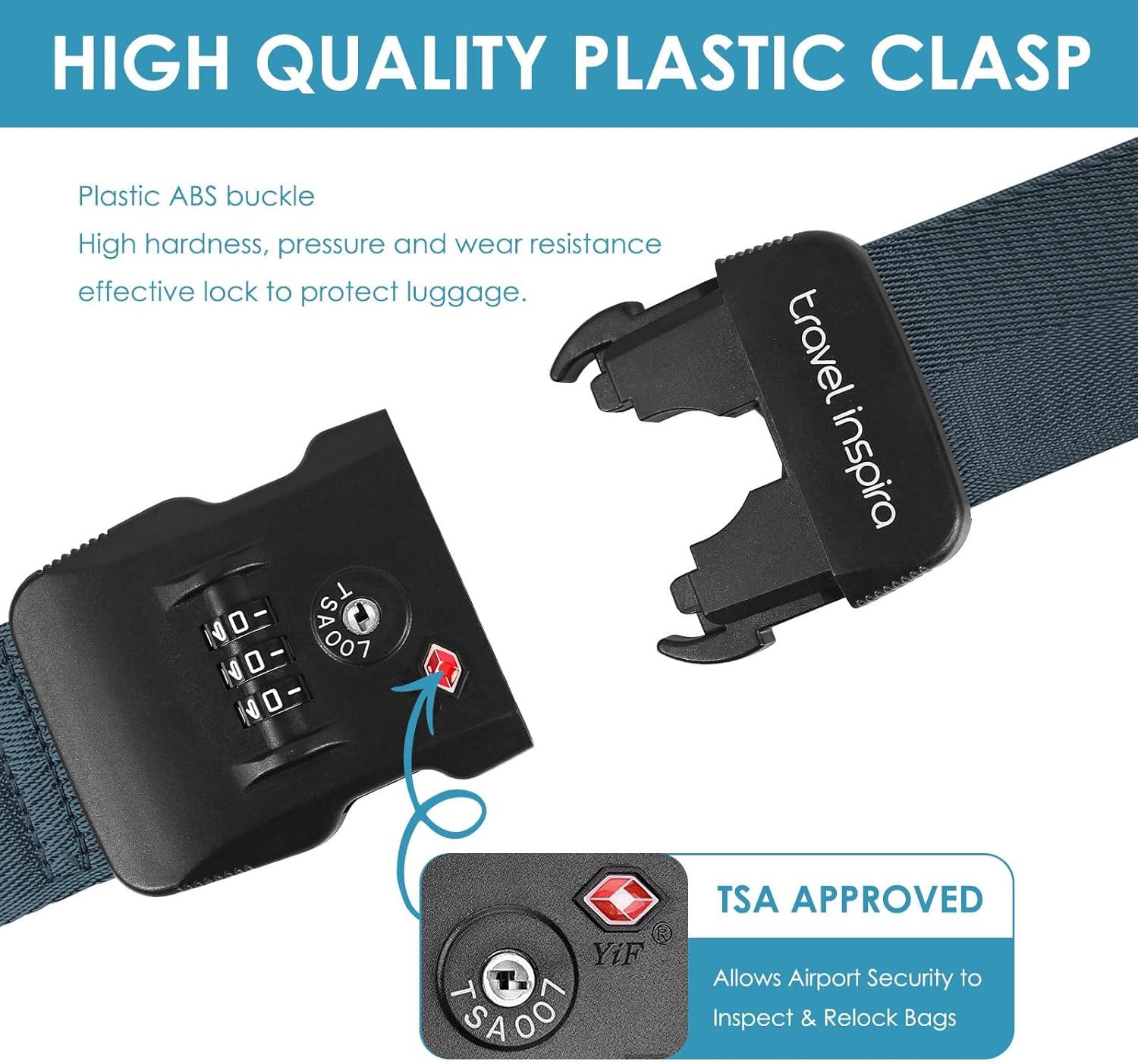 imageTravel Inspira Luggage Straps for Suitcases with TSA Lock Protect Your Luggage AntiBurst High Visibility Color Easy to Identify Luggage Adjustable Heavy Duty Belt for 2032 Inch SuitcasesNavy Blue