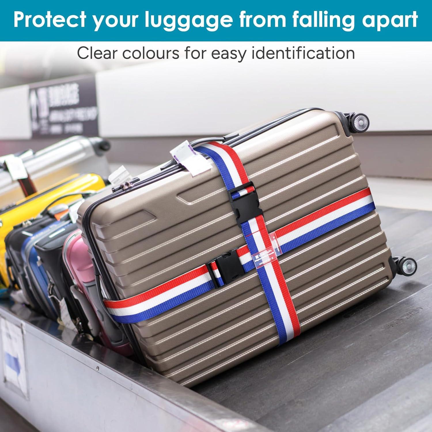 imageTravel Inspira Luggage Straps for Suitcases with TSA Lock Protect Your Luggage AntiBurst High Visibility Color Easy to Identify Luggage Adjustable Heavy Duty Belt for 2032 Inch SuitcasesRed White Blue