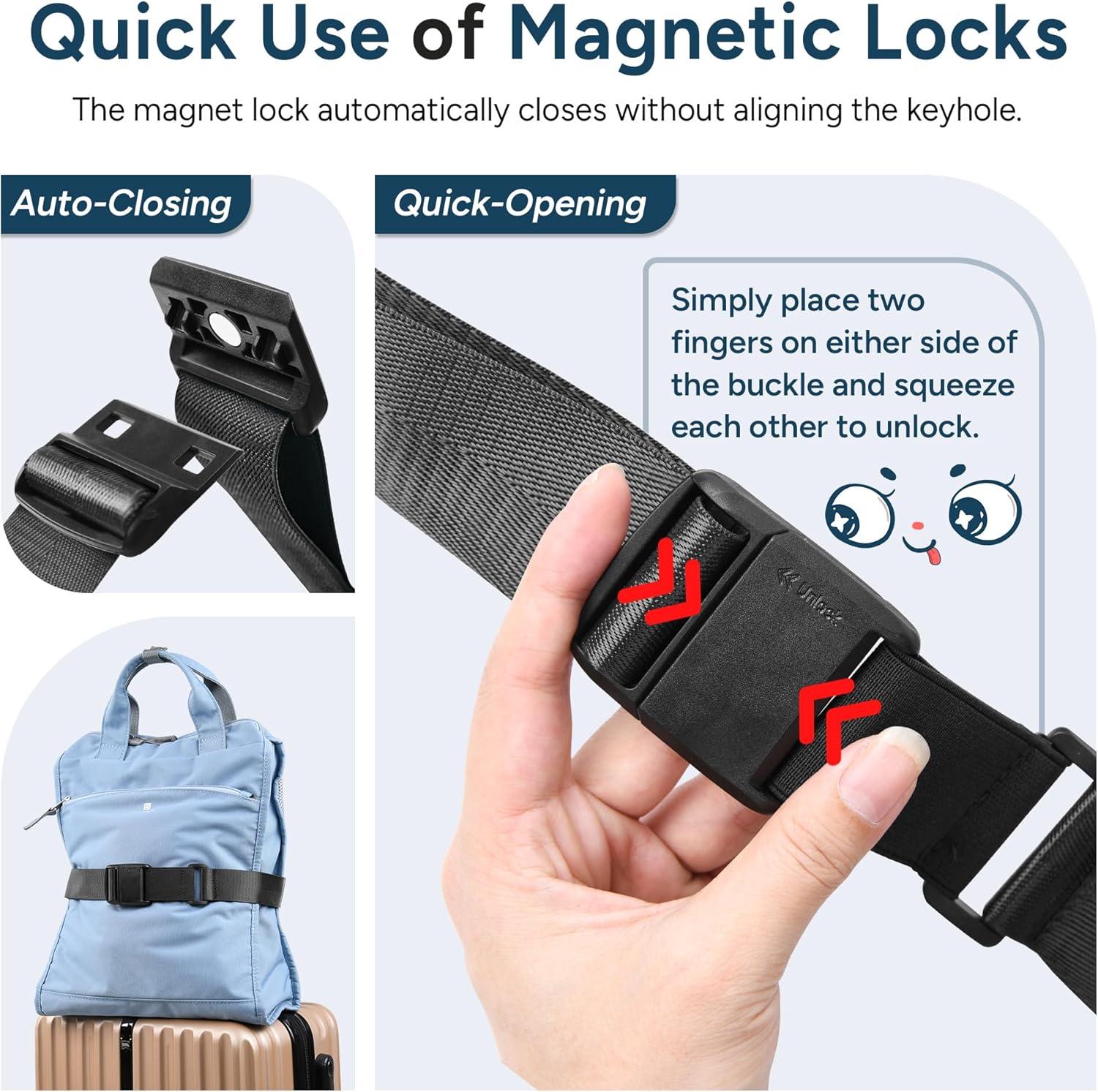 imageTravel Inspira Magnetic QuickRelease Travel Belt for Luggage Strap  HandsFree Lightens Load Secures Multiple Bags Adjustable ampamp Lightweight for Effortless TravelBlack02