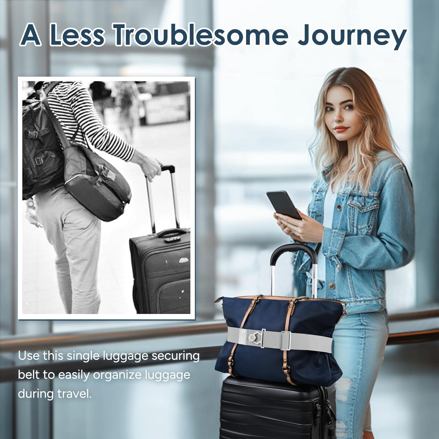 imageTravel Inspira Magnetic QuickRelease Travel Belt for Luggage Strap  HandsFree Lightens Load Secures Multiple Bags Adjustable ampamp Lightweight for Effortless TravelGrey03