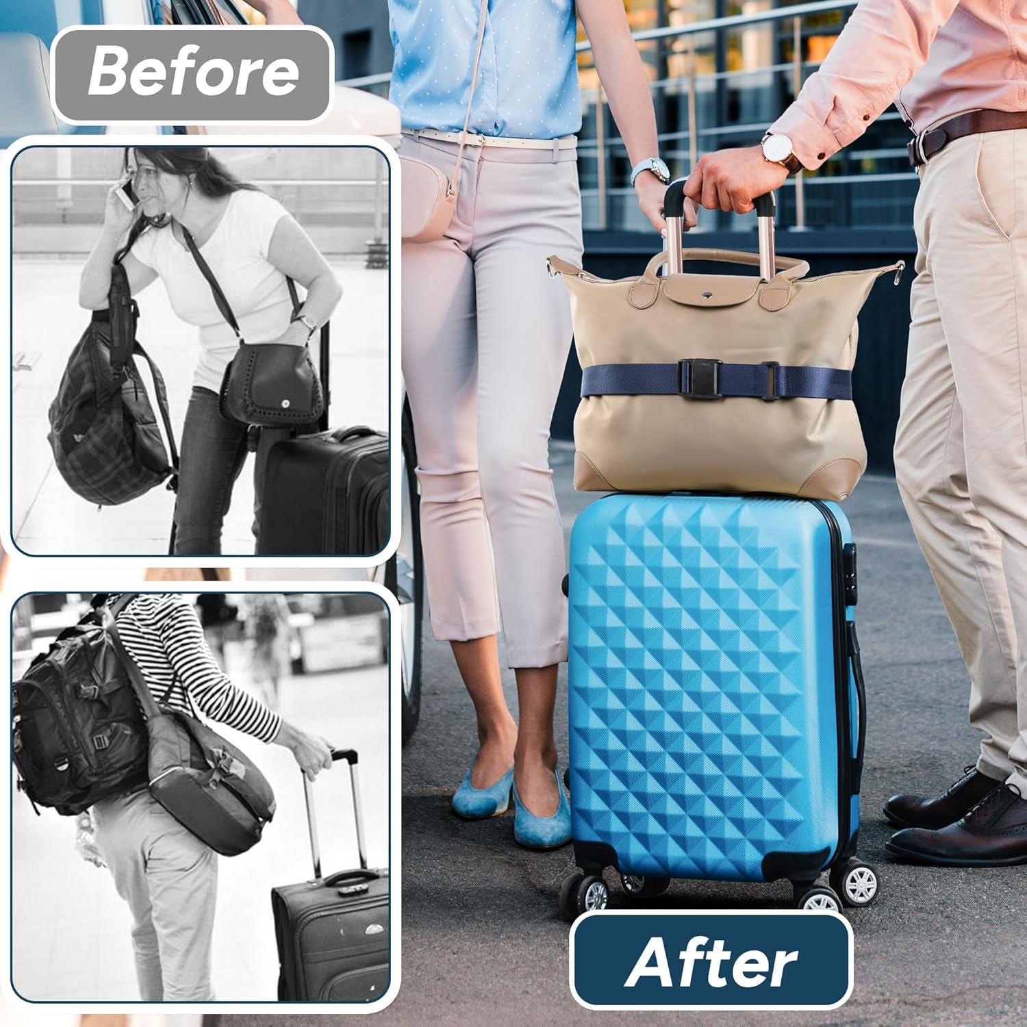 imageTravel Inspira Magnetic QuickRelease Travel Belt for Luggage Strap  HandsFree Lightens Load Secures Multiple Bags Adjustable ampamp Lightweight for Effortless TravelNavy Blue