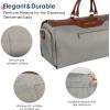 imageConvertible Garment Bag 2in1 Carry On Garment Duffle Weekender 45L with Extended Shoe Compartment Waterproof Nylon Hanging Hook for Travel Business Men Army GreenPU Grey