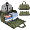 imageConvertible Garment Bag 2in1 Carry On Garment Duffle Weekender 45L with Extended Shoe Compartment Waterproof Nylon Hanging Hook for Travel Business Men Army GreenGreen