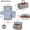 imageConvertible Garment Bag 2in1 Carry On Garment Duffle Weekender 45L with Extended Shoe Compartment Waterproof Nylon Hanging Hook for Travel Business Men Army GreenPU Grey