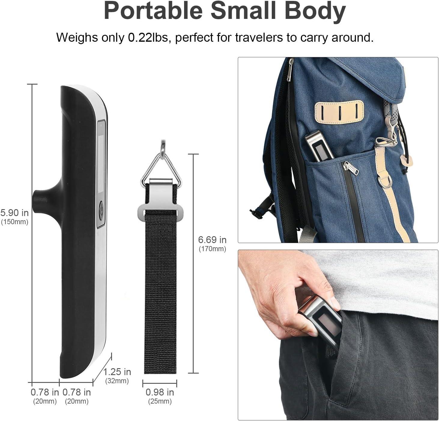imagetravel inspira Luggage Scale Portable Digital Hanging Baggage Scale for Travel Suitcase Weight Scale with Rubber Paint 110 Pounds Battery IncludedBlack Stainless steel