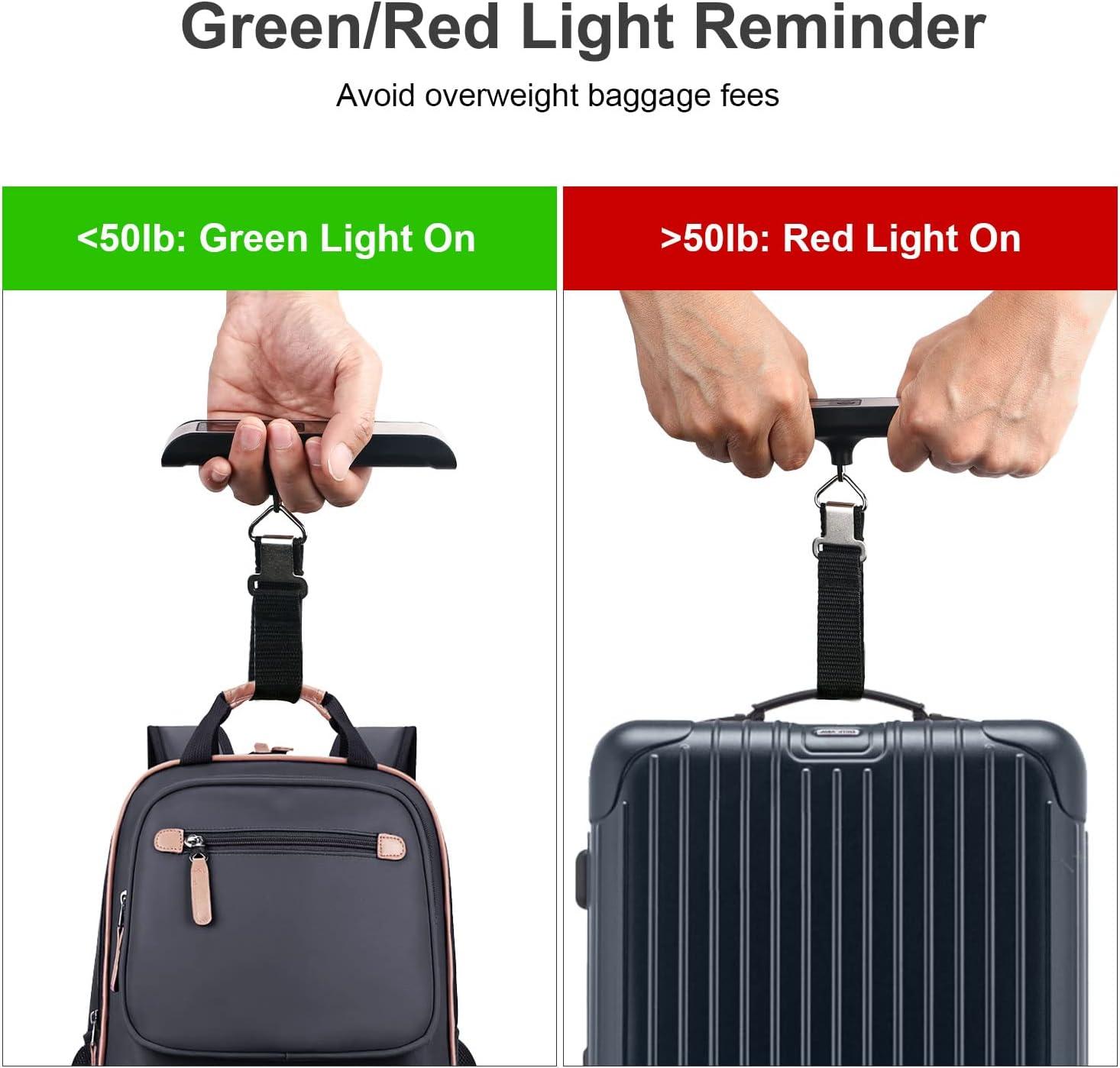 imagetravel inspira Luggage Scale Portable Digital Hanging Baggage Scale for Travel Suitcase Weight Scale with Rubber Paint 110 Pounds Battery IncludedBlack Stainless steel