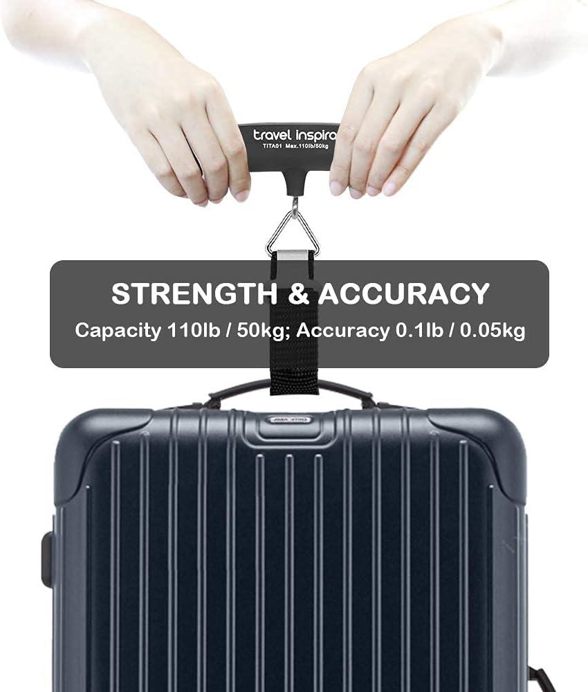imagetravel inspira Luggage Scale Portable Digital Hanging Baggage Scale for Travel Suitcase Weight Scale with Rubber Paint 110 Pounds Battery IncludedBlack