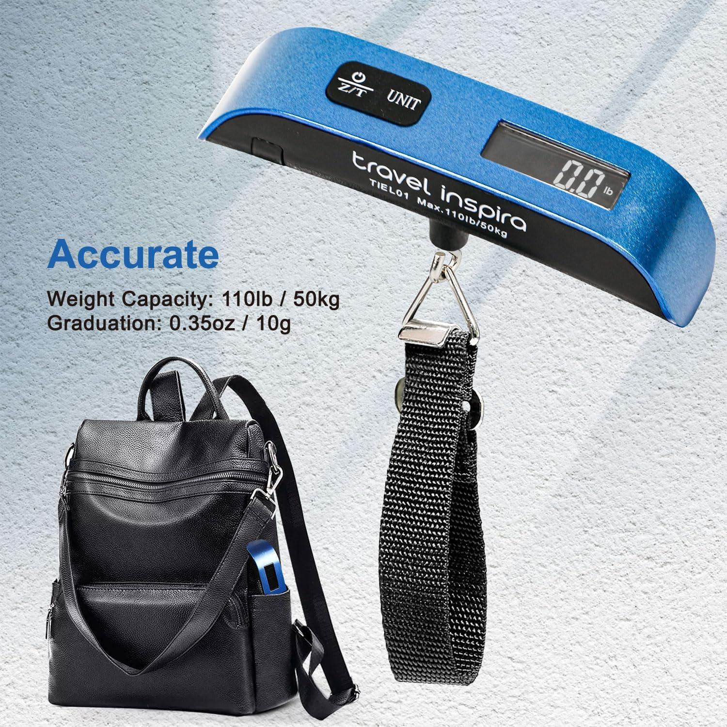 imagetravel inspira Luggage Scale Portable Digital Hanging Baggage Scale for Travel Suitcase Weight Scale with Rubber Paint 110 Pounds Battery IncludedBlue
