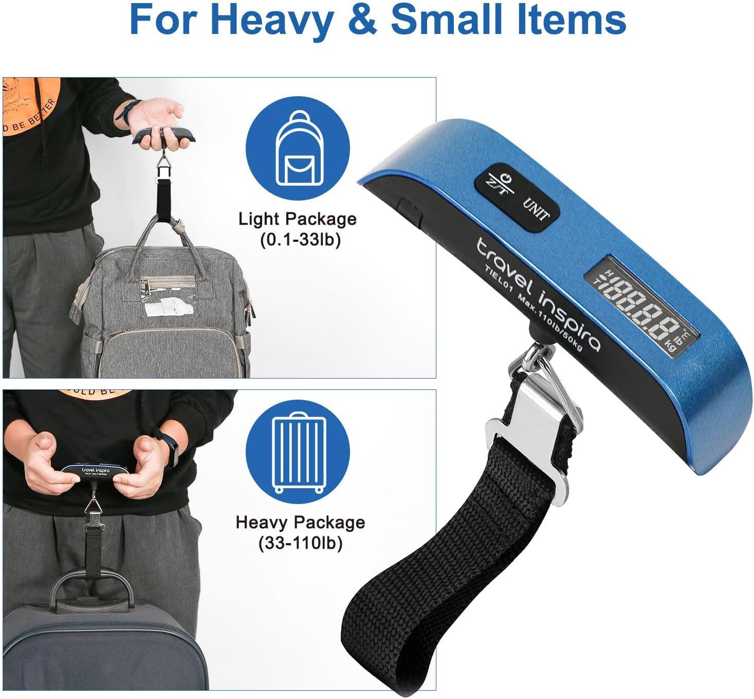 imagetravel inspira Luggage Scale Portable Digital Hanging Baggage Scale for Travel Suitcase Weight Scale with Rubber Paint 110 Pounds Battery IncludedBlue