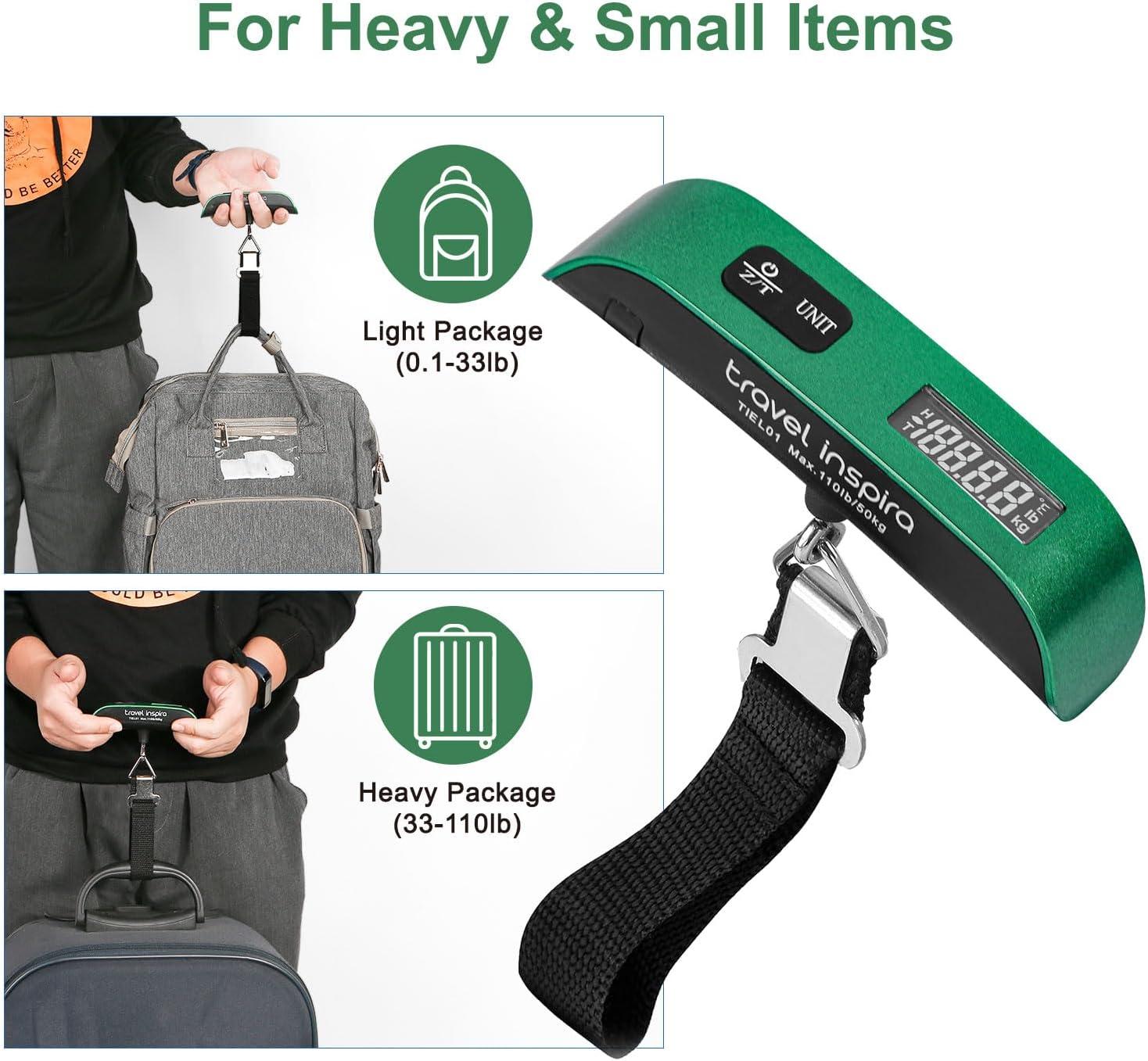 imagetravel inspira Luggage Scale Portable Digital Hanging Baggage Scale for Travel Suitcase Weight Scale with Rubber Paint 110 Pounds Battery IncludedGreen