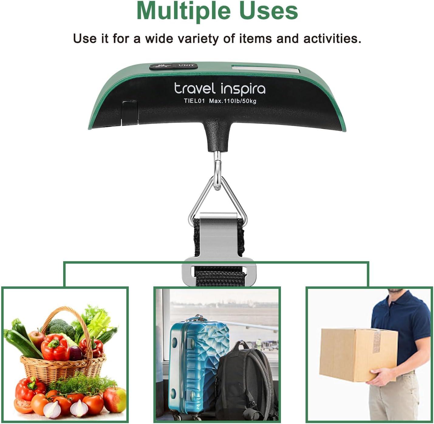 imagetravel inspira Luggage Scale Portable Digital Hanging Baggage Scale for Travel Suitcase Weight Scale with Rubber Paint 110 Pounds Battery IncludedGreen