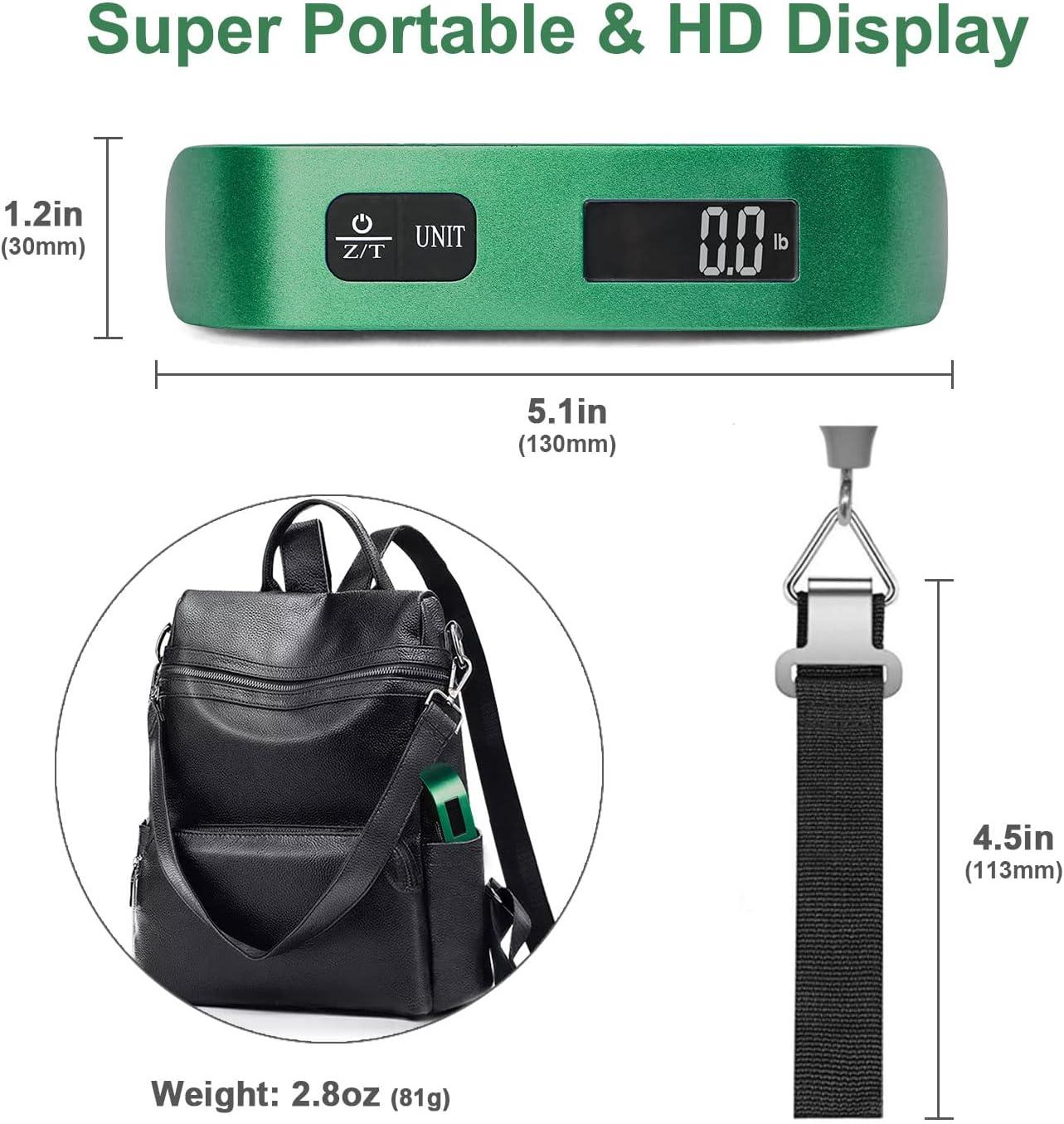 imagetravel inspira Luggage Scale Portable Digital Hanging Baggage Scale for Travel Suitcase Weight Scale with Rubber Paint 110 Pounds Battery IncludedGreen