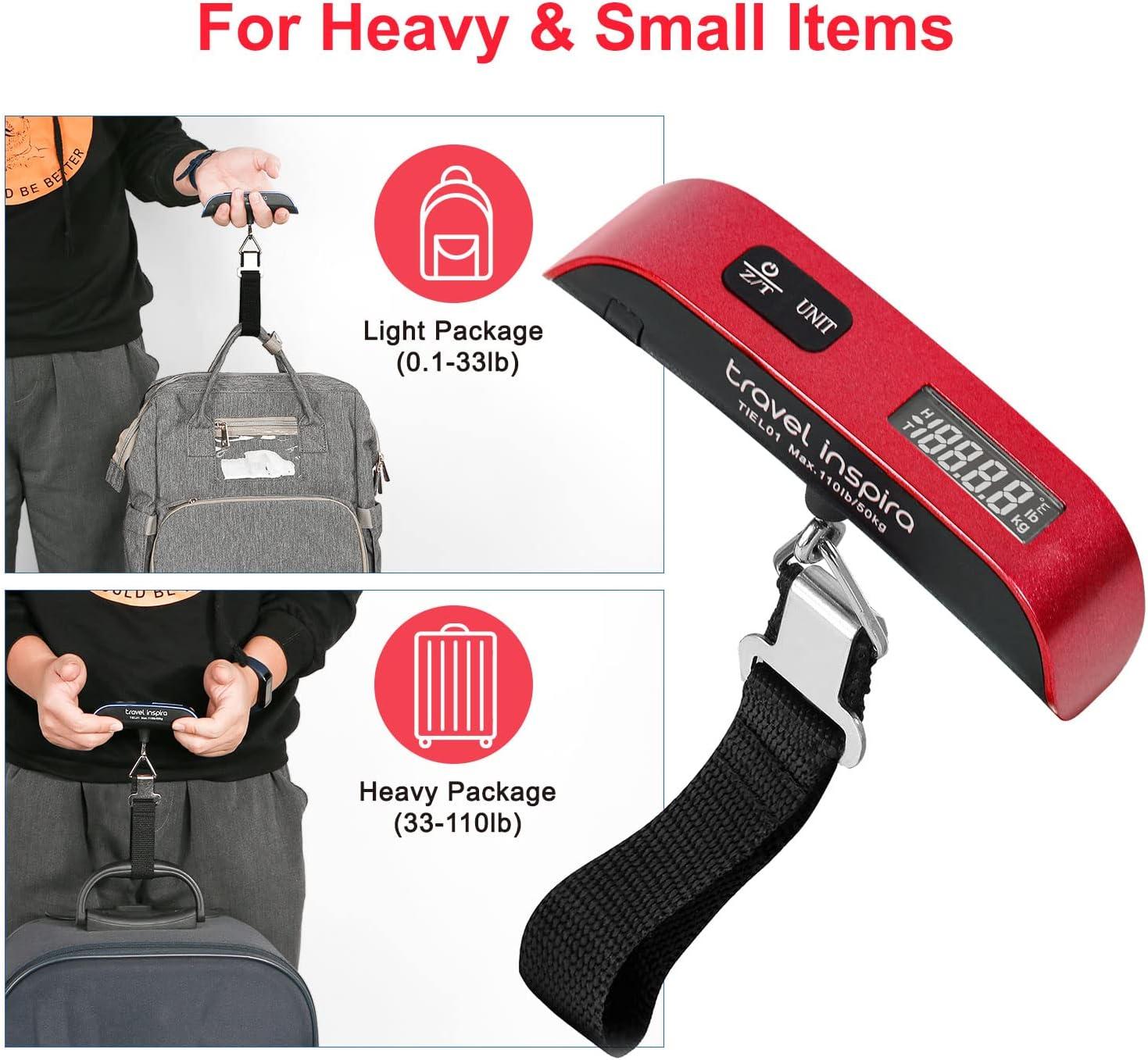 imagetravel inspira Luggage Scale Portable Digital Hanging Baggage Scale for Travel Suitcase Weight Scale with Rubber Paint 110 Pounds Battery IncludedRed