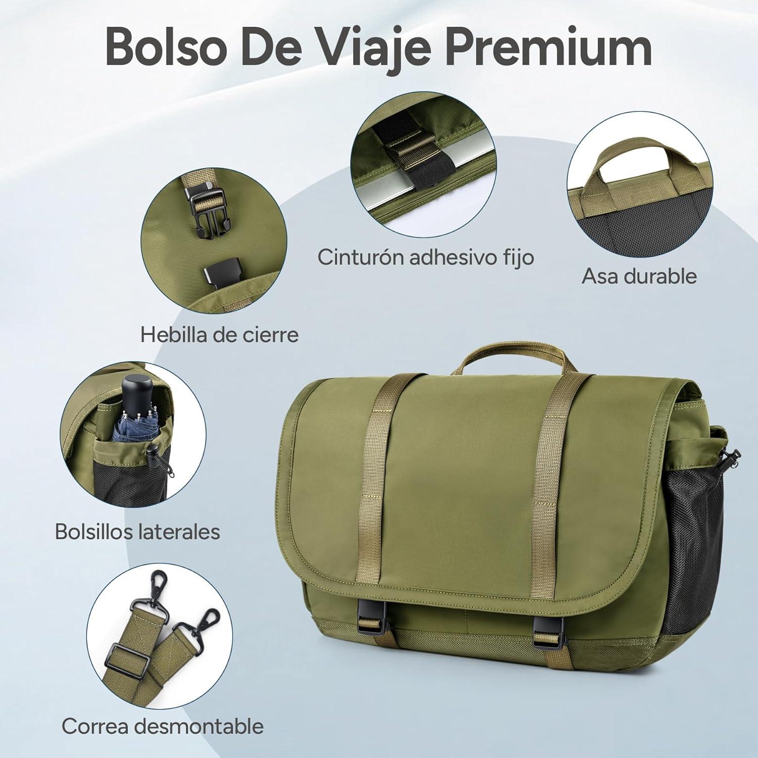 imageExpandable Messenger Bag Fit 16quot Laptop for Men Women Work College Office ComputerGreen