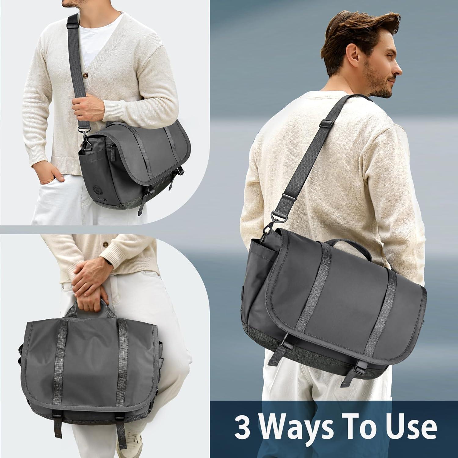 imageExpandable Messenger Bag Fit 16quot Laptop for Men Women Work College Office ComputerGrey