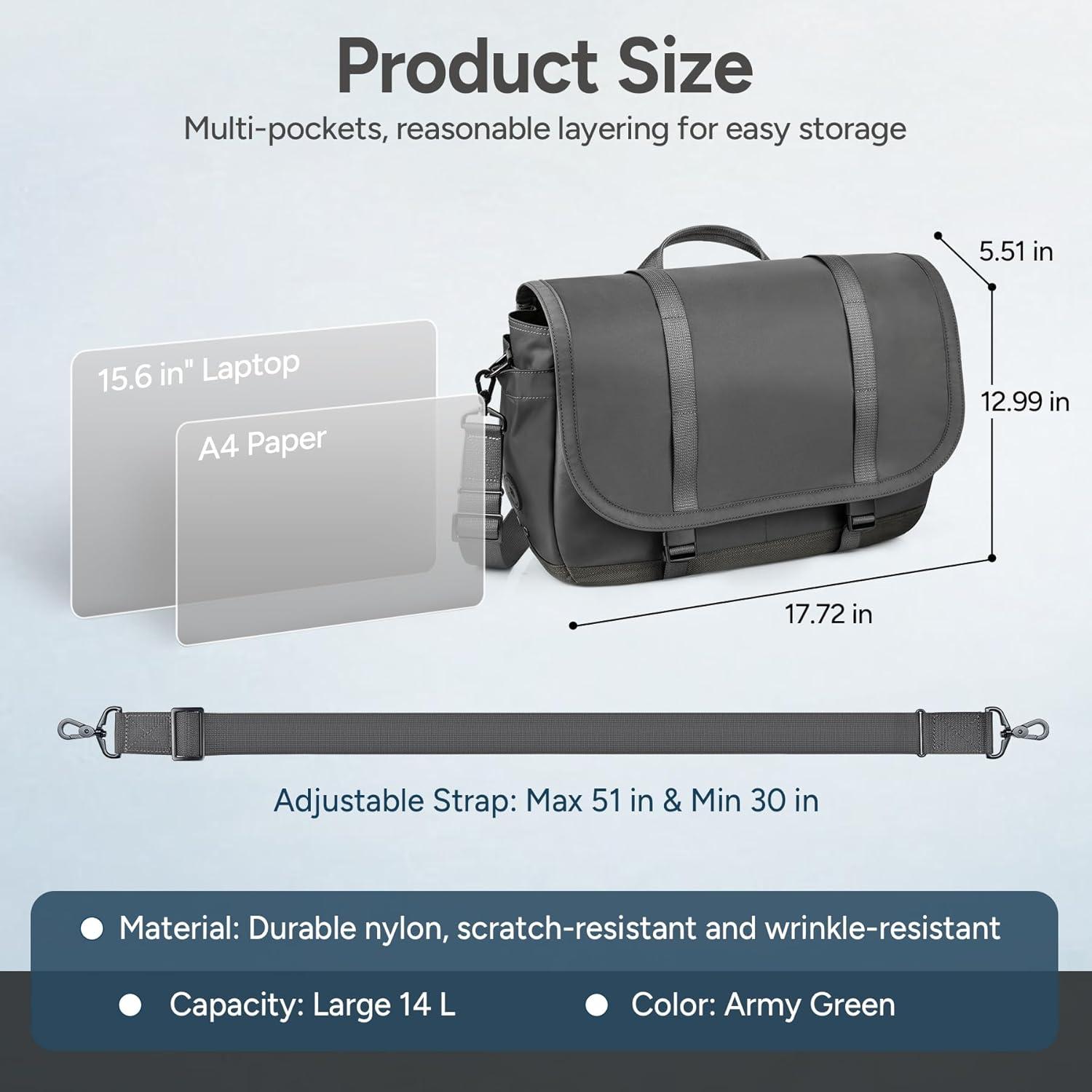 imageExpandable Messenger Bag Fit 16quot Laptop for Men Women Work College Office ComputerGrey