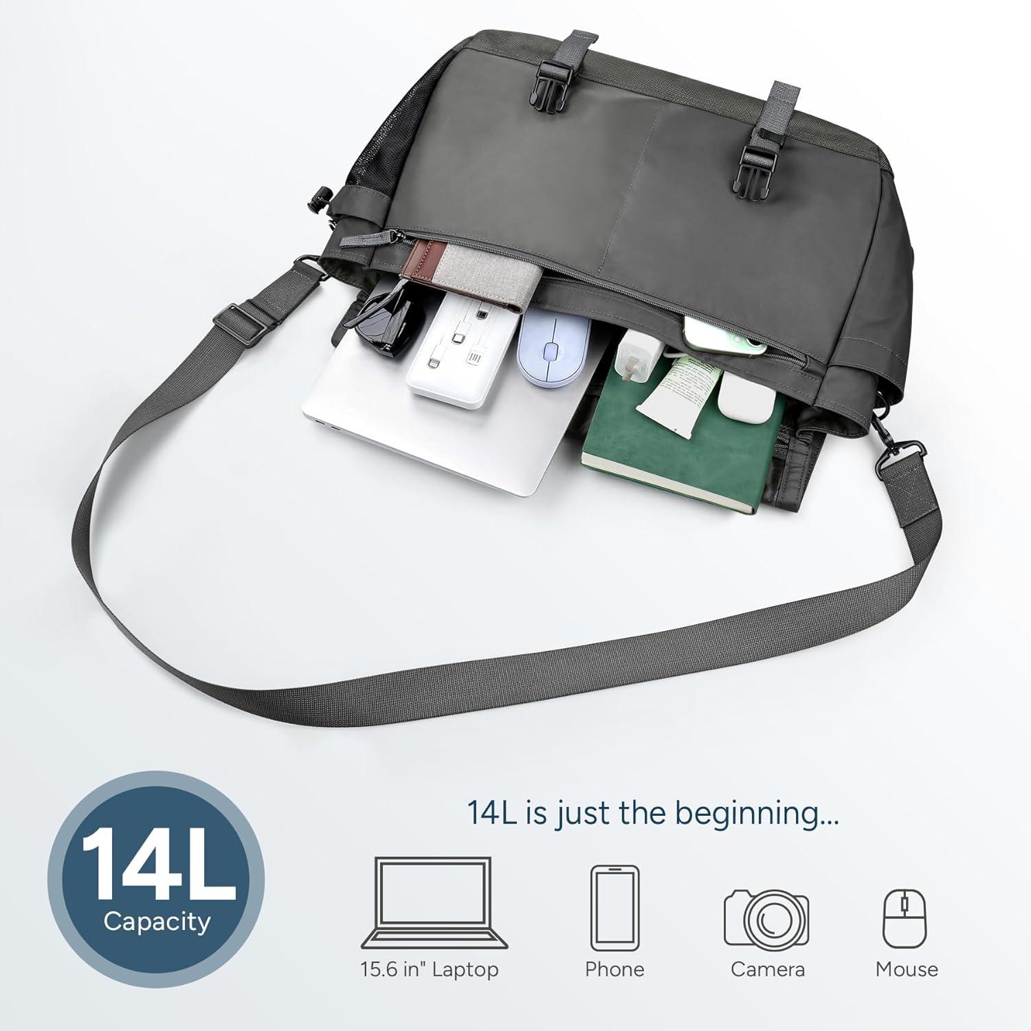 imageExpandable Messenger Bag Fit 16quot Laptop for Men Women Work College Office ComputerGrey