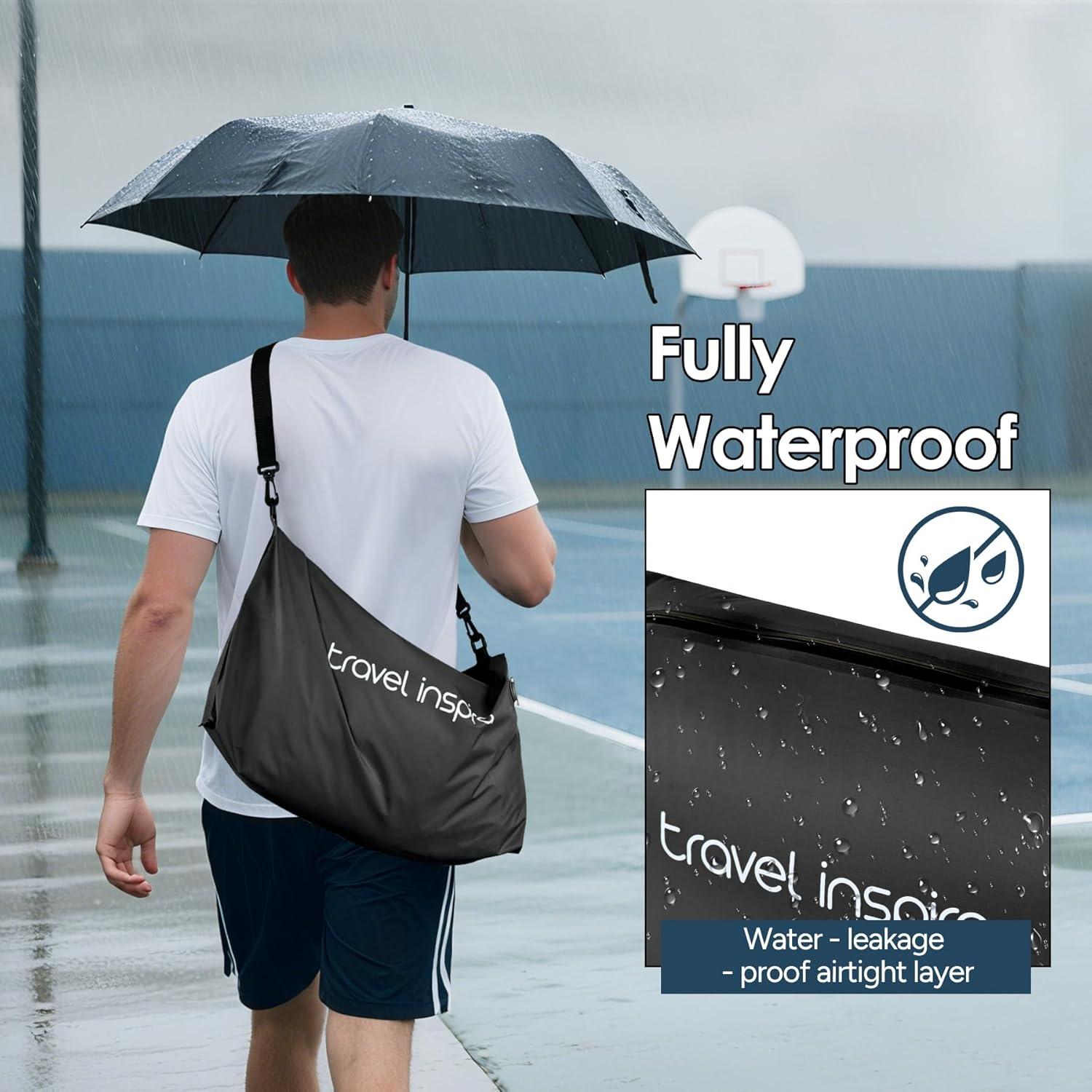 imageVacuum Compression Bags IP67 Waterproof with Shoulder Strap Reusable Travel Space Saver for Carry On Suitcases and BackpackBlack1PCNo Pump