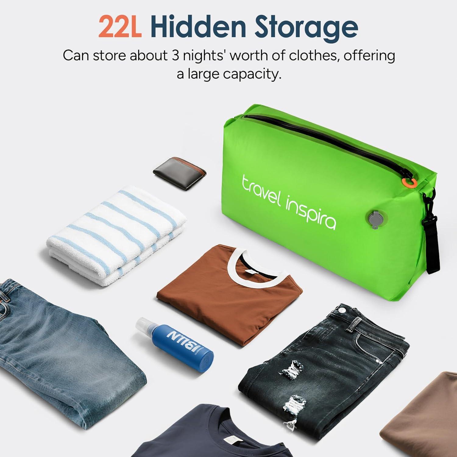 imageVacuum Compression Bags IP67 Waterproof with Shoulder Strap Reusable Travel Space Saver for Carry On Suitcases and BackpackGreen1PCNo Pump