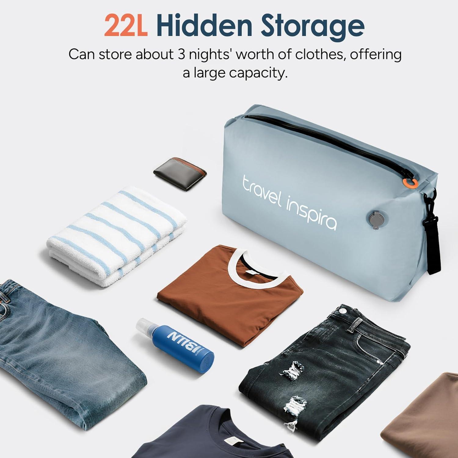 imageVacuum Compression Bags IP67 Waterproof with Shoulder Strap Reusable Travel Space Saver for Carry On Suitcases and BackpackGrey Blue2PCWith Pump